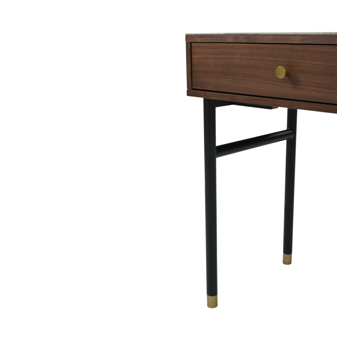 Willow Walnut Brown Wood & Grey Marble Desk